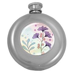 Flower Paint Flora Nature Plant Round Hip Flask (5 Oz)