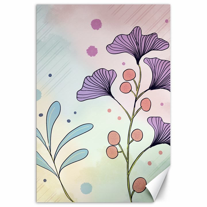 Flower Paint Flora Nature Plant Canvas 20  x 30 