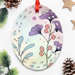 Flower Paint Flora Nature Plant Oval Filigree Ornament (two Sides)