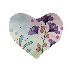 Flower Paint Flora Nature Plant Standard 16  Premium Heart Shape Cushions