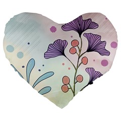 Flower Paint Flora Nature Plant Large 19  Premium Heart Shape Cushions