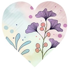 Flower Paint Flora Nature Plant Wooden Puzzle Heart by Maspions