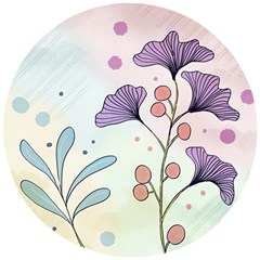 Flower Paint Flora Nature Plant Wooden Puzzle Round