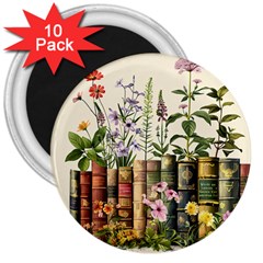 Books Flowers Book Flower Flora Floral 3  Magnets (10 Pack) 