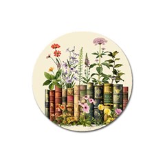 Books Flowers Book Flower Flora Floral Magnet 3  (round)