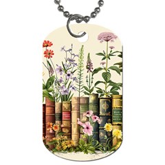 Books Flowers Book Flower Flora Floral Dog Tag (one Side)