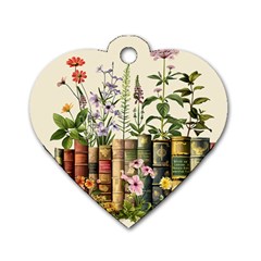 Books Flowers Book Flower Flora Floral Dog Tag Heart (two Sides)