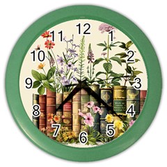 Books Flowers Book Flower Flora Floral Color Wall Clock