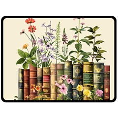 Books Flowers Book Flower Flora Floral Fleece Blanket (large)