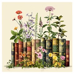 Books Flowers Book Flower Flora Floral Wooden Puzzle Square