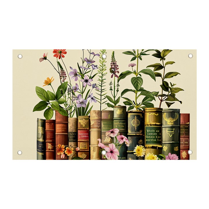 Books Flowers Book Flower Flora Floral Banner and Sign 5  x 3 