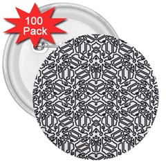 Monochrome Maze Design Print 3  Buttons (100 Pack) 