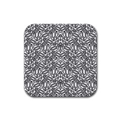 Monochrome Maze Design Print Rubber Coaster (square) by dflcprintsclothing