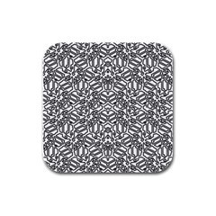 Monochrome Maze Design Print Rubber Square Coaster (4 Pack) by dflcprintsclothing