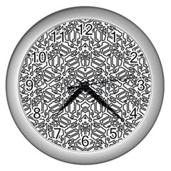 Monochrome Maze Design Print Wall Clock (silver) by dflcprintsclothing