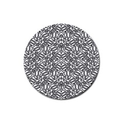 Monochrome Maze Design Print Rubber Coaster (round) by dflcprintsclothing