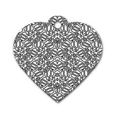 Monochrome Maze Design Print Dog Tag Heart (two Sides)