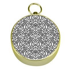 Monochrome Maze Design Print Gold Compasses by dflcprintsclothing