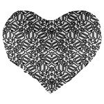 Monochrome Maze Design Print Large 19  Premium Flano Heart Shape Cushions Back