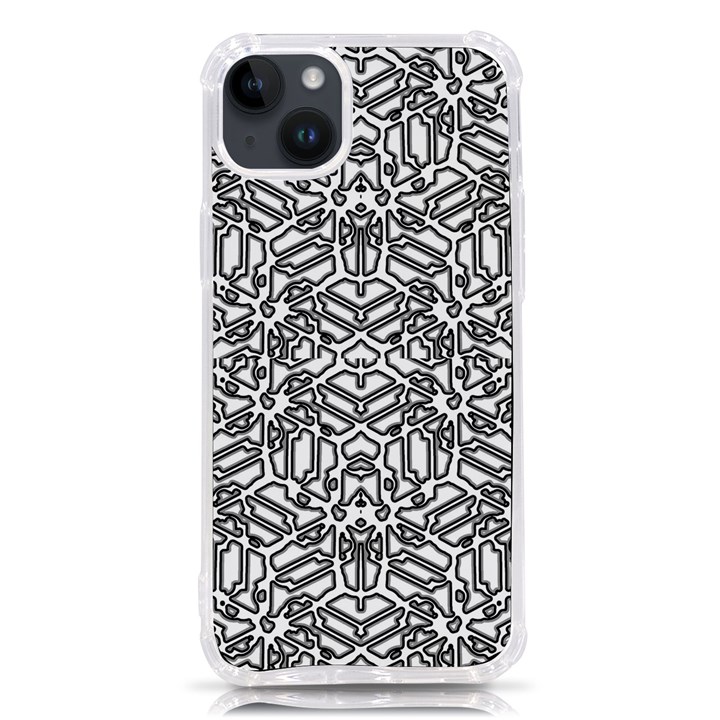 Monochrome Maze Design Print iPhone 14 Plus TPU UV Print Case