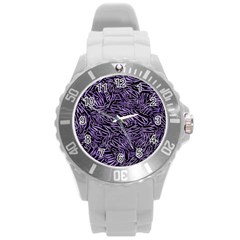 Enigmatic Plum Mosaic Round Plastic Sport Watch (l) by dflcprintsclothing