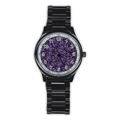 Enigmatic Plum Mosaic Stainless Steel Round Watch by dflcprintsclothing