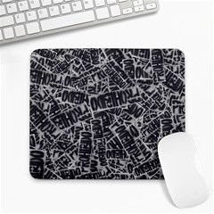 Rebel Life: Typography Black And White Pattern Large Mousepad by dflcprintsclothing