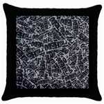 Rebel Life: Typography Black and White Pattern Throw Pillow Case (Black) Front