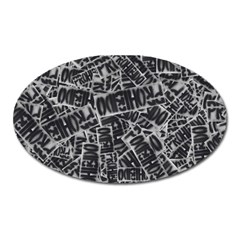 Rebel Life: Typography Black And White Pattern Oval Magnet by dflcprintsclothing