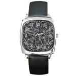 Rebel Life: Typography Black and White Pattern Square Metal Watch Front