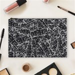 Rebel Life: Typography Black and White Pattern Cosmetic Bag (Large) Front