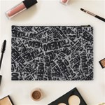 Rebel Life: Typography Black and White Pattern Cosmetic Bag (Large) Back