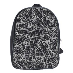 Rebel Life: Typography Black And White Pattern School Bag (large) by dflcprintsclothing