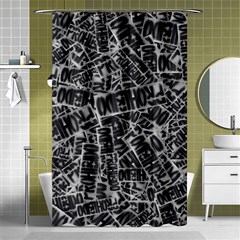 Rebel Life: Typography Black And White Pattern Shower Curtain 48  X 72  (small)  by dflcprintsclothing