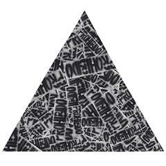 Rebel Life: Typography Black And White Pattern Wooden Puzzle Triangle by dflcprintsclothing