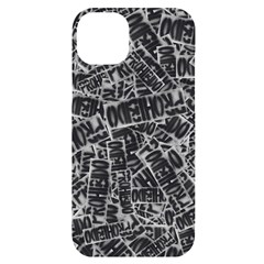 Rebel Life: Typography Black And White Pattern Iphone 14 Plus Black Uv Print Case by dflcprintsclothing