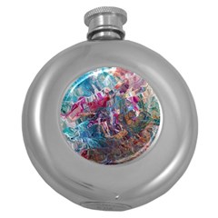 Straight Blend Module I Liquify 19-3 Color Edit Round Hip Flask (5 Oz) by kaleidomarblingart