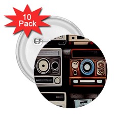 Retro Cameras Old Vintage Antique Technology Wallpaper Retrospective 2 25  Buttons (10 Pack)  by Grandong