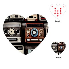 Retro Cameras Old Vintage Antique Technology Wallpaper Retrospective Playing Cards Single Design (heart) by Grandong