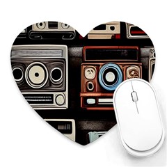 Retro Cameras Old Vintage Antique Technology Wallpaper Retrospective Heart Mousepad by Grandong