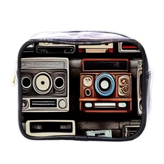 Retro Cameras Old Vintage Antique Technology Wallpaper Retrospective Mini Toiletries Bag (one Side) by Grandong