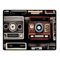 Retro Cameras Old Vintage Antique Technology Wallpaper Retrospective Two Sides Fleece Blanket (small) by Grandong