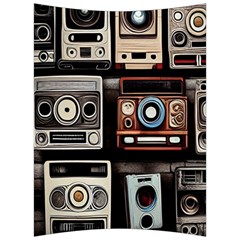 Retro Cameras Old Vintage Antique Technology Wallpaper Retrospective Back Support Cushion by Grandong