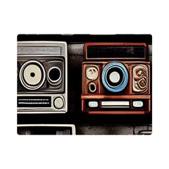 Retro Cameras Old Vintage Antique Technology Wallpaper Retrospective Premium Plush Fleece Blanket (mini) by Grandong