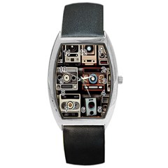 Retro Cameras Old Vintage Antique Technology Wallpaper Retrospective Barrel Style Metal Watch by Grandong