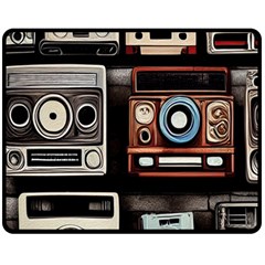 Retro Cameras Old Vintage Antique Technology Wallpaper Retrospective Two Sides Fleece Blanket (medium) by Grandong