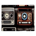 Retro Cameras Old Vintage Antique Technology Wallpaper Retrospective Two Sides Premium Plush Fleece Blanket (Large) 80 x60  Blanket Front