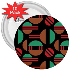 Abstract Geometric Pattern 3  Buttons (10 Pack) 