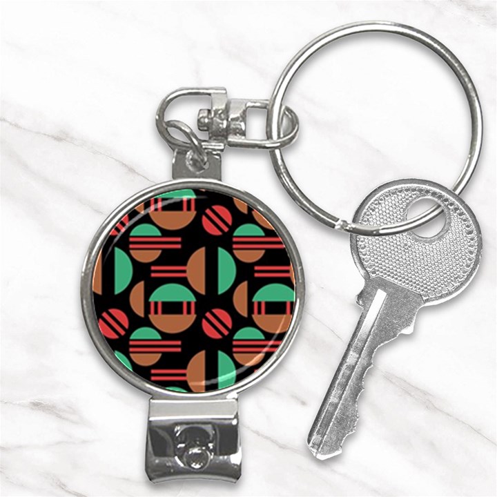 Abstract Geometric Pattern Nail Clippers Key Chain