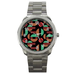 Abstract Geometric Pattern Sport Metal Watch